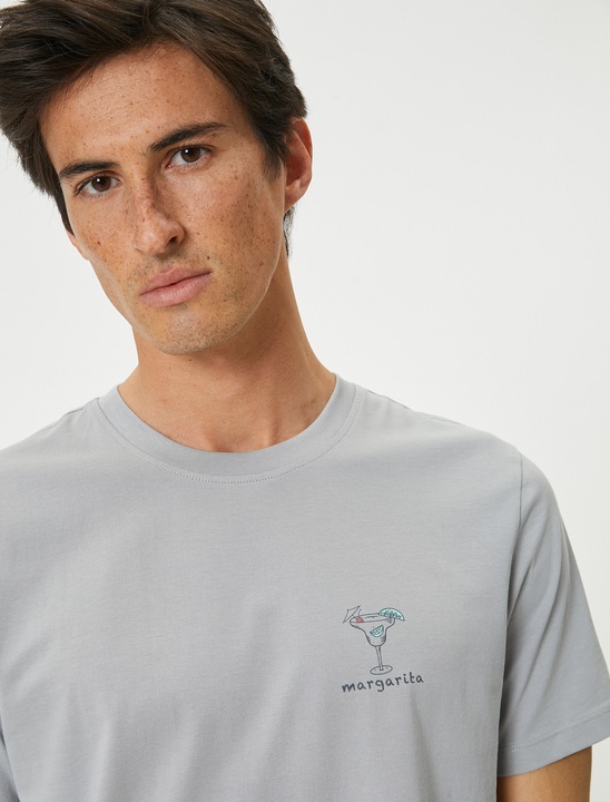 KOTON, Tricou cu decolteu rotund, Gri, 3XL