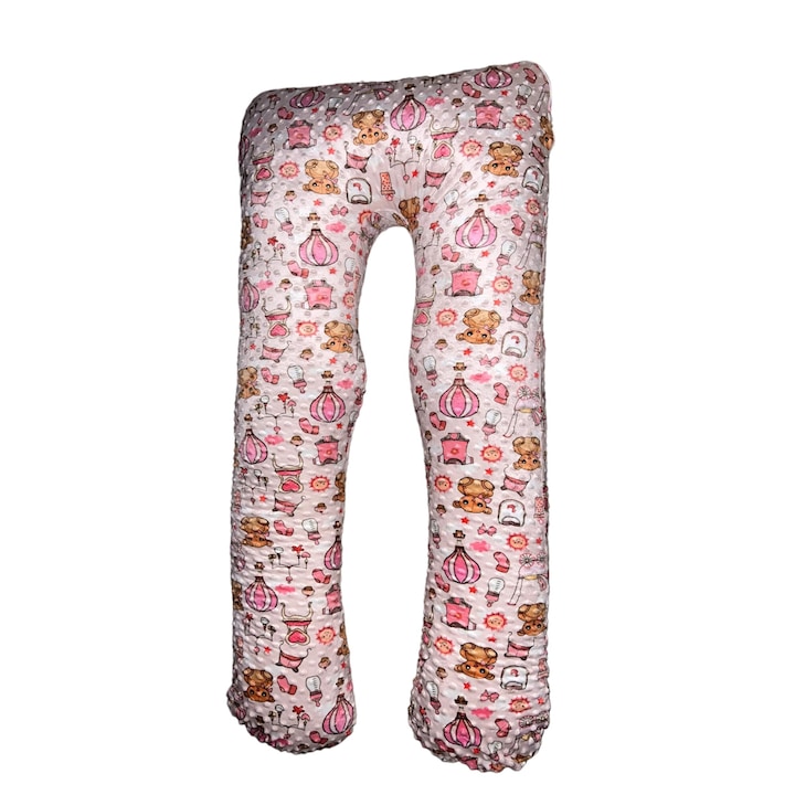 Perna gravide si alaptare 3 in 1 multifunctionala, husa minky detasabila, lavabila, suport burta, picioare, cap, gat si spate, imprimat