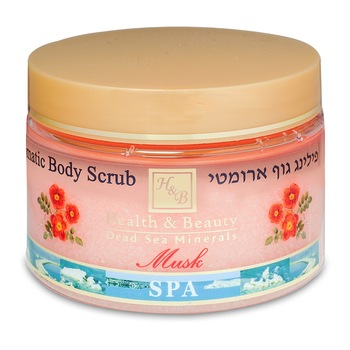 Exfoliant aromatic pentru Corp, Health and Beauty Marea Moarta, fara parabeni, Musk, 450 gr Exfoliant aromatic pentru Corp, Health and Beauty Marea Moarta, fara parabeni, Musk, 450 gr