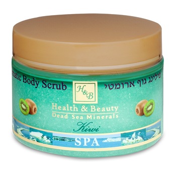 Exfoliant aromatic pentru Corp, Health and Beauty Marea Moarta, fara parabeni, Kiwi, 450 gr Exfoliant aromatic pentru Corp, Health and Beauty Marea Moarta, fara parabeni, Kiwi, 450 gr