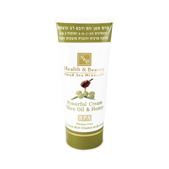 Crema pentru corp cu ulei de masline si miere, Health and Beauty Marea Moarta, cu Vitamina A, E, fara parabeni, 100 ml Crema pentru corp cu ulei de masline si miere, Health and Beauty Marea Moarta, cu Vitamina A, E, fara parabeni, 100 ml