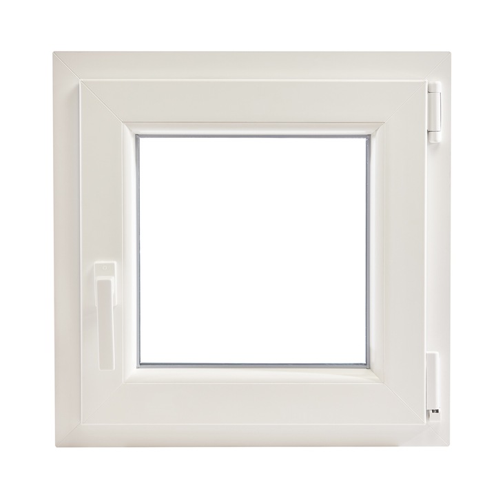 Fereastra PVC cu geam tripan, maner Toulon, 560x560 mm, profil Rehau 80 mm, sticla 42 mm 4LowE + 4SEvo, oscilobatant dreapta, 7 camere, 3 garnituri