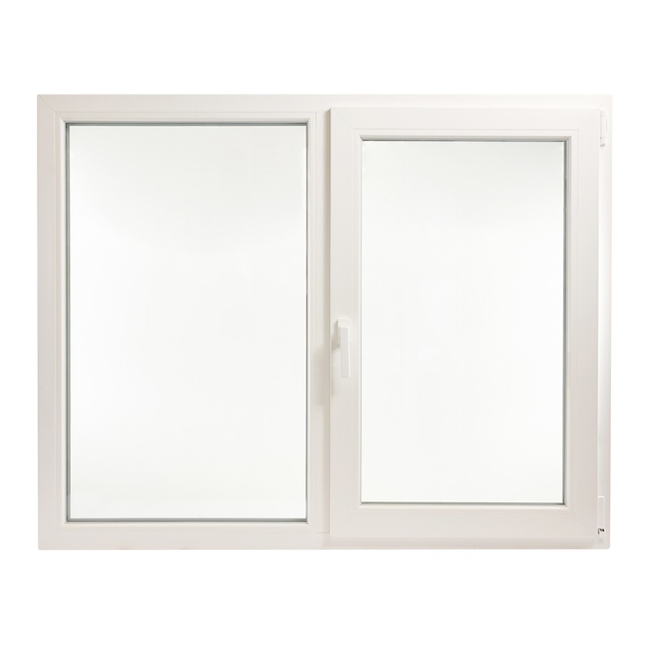 Fereastra PVC cu geam tripan, maner Toulon, 1460x1160 mm, profil Aluplast 85 mm, 2 canate, sticla 44 mm 4LowE + 4SEvo, oscilobatant dreapta, 7 camere, 3 garnituri