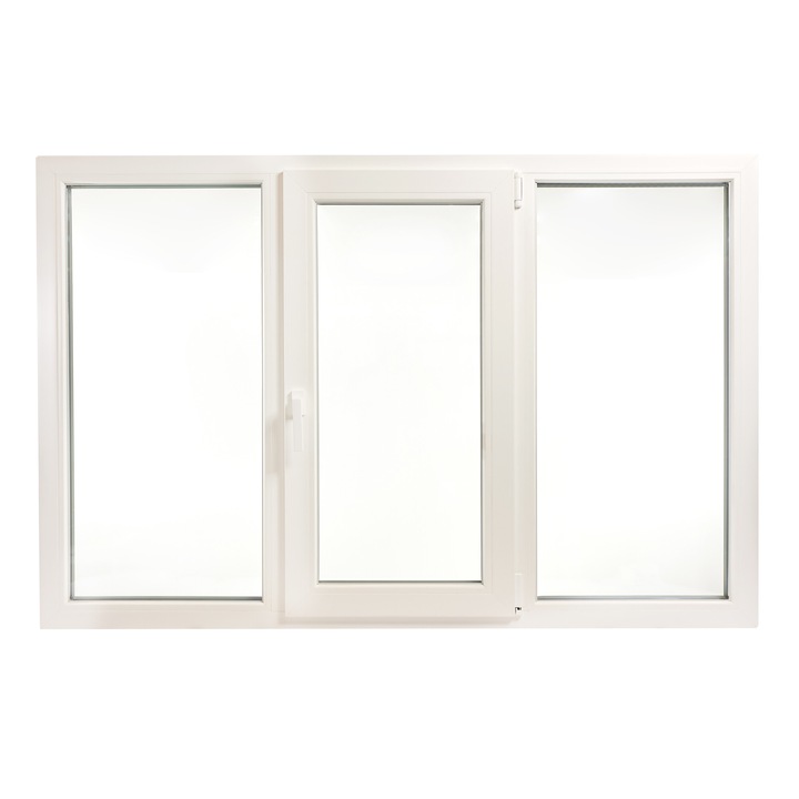 Fereastra PVC cu geam tripan, maner Toulon, 1760x1160 mm, profil Aluplast 85 mm, 3 canate, sticla 44 mm 4LowE + 4SEvo, oscilobatant dreapta, 7 camere, 3 garnituri