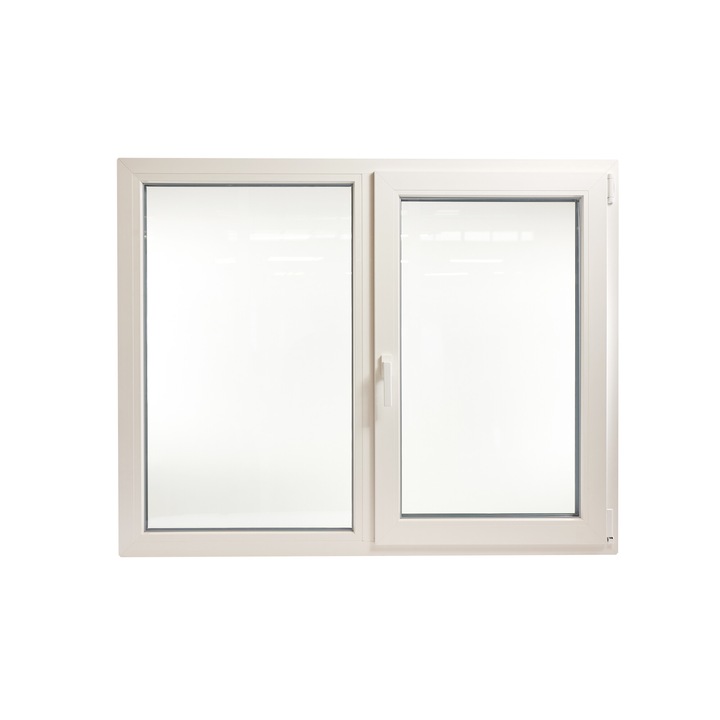 Fereastra PVC cu geam tripan, maner Toulon, 1460x1160 mm, profil Rehau 80 mm, 2 canate, sticla 42 mm 4LowE + 4SEvo, oscilobatant dreapta, 7 camere, 3 garnituri