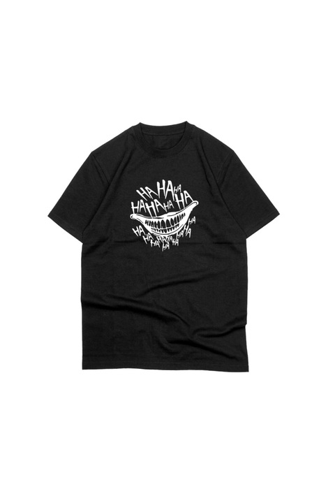 Túlméretezett férfi póló Ha Ha Ha Smile képpel, pamut, fekete, XL-2XL