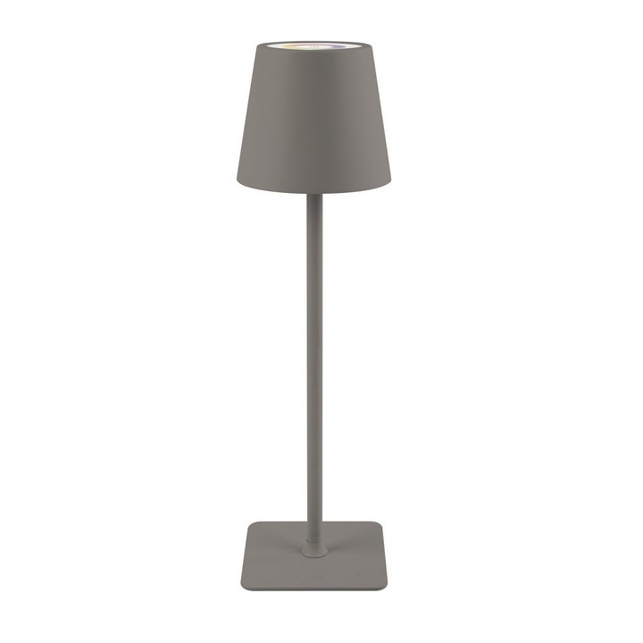 Настолна лампа Classbach, C-TL4025GR, H 38 см, презареждаема, за вътрешна/външна употреба, цветна температура 4000k, взаимозаменяеми цветове, сензорна работа, устойчива на пръски вода, минималистичен дизайн, сива