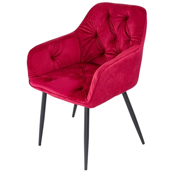 Scaun tip fotoliu DENVER Tokyo, catifea magenta, tip cocktail, picioare negre, 70x65x82 cm