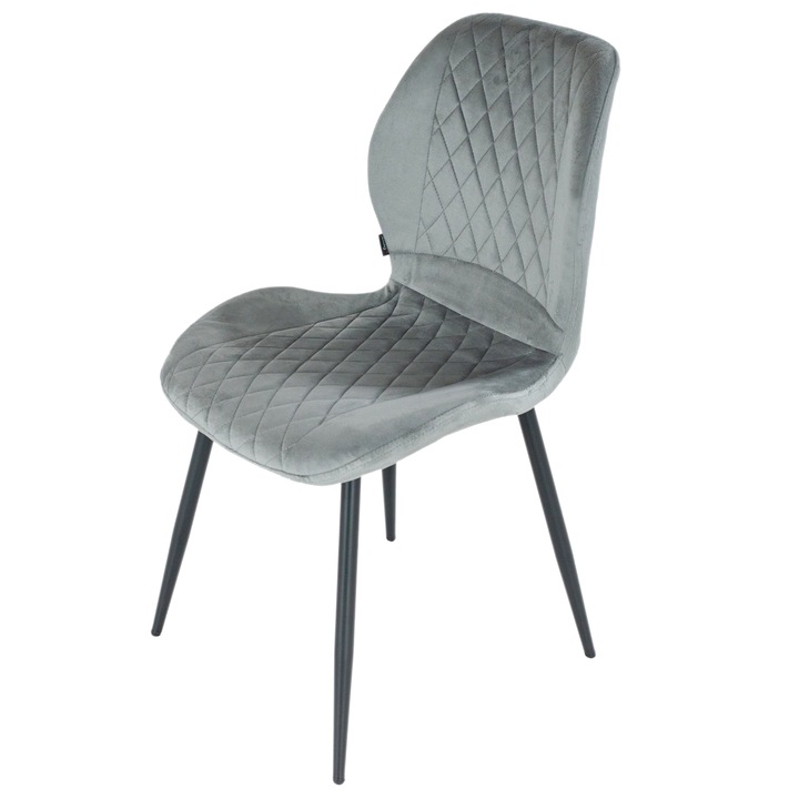 Scaun DENVER Goteborg, gri, picioare metalice negre, tapitat stofa, 53x53x82 cm