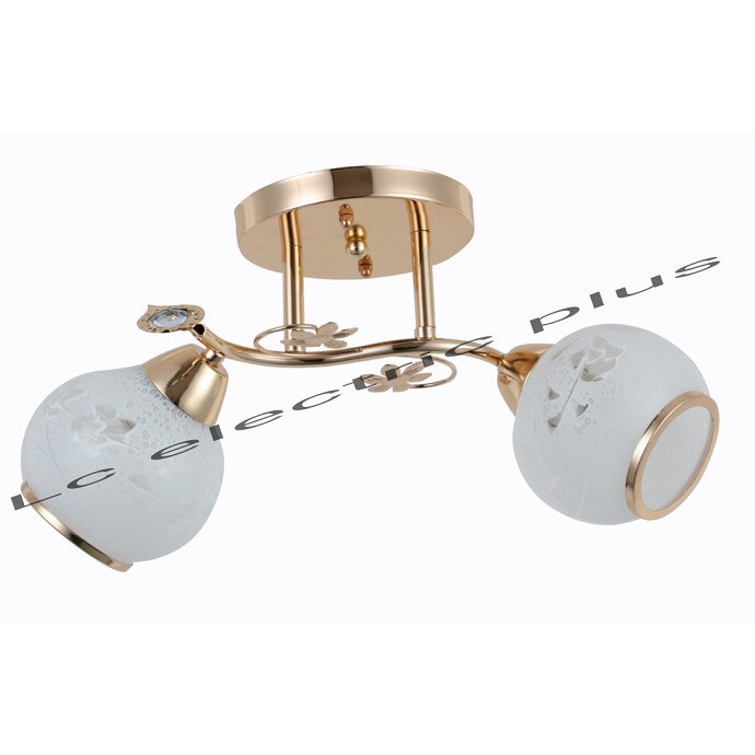 Lustra Rosa metal sticla 2XE27,auriu+alb