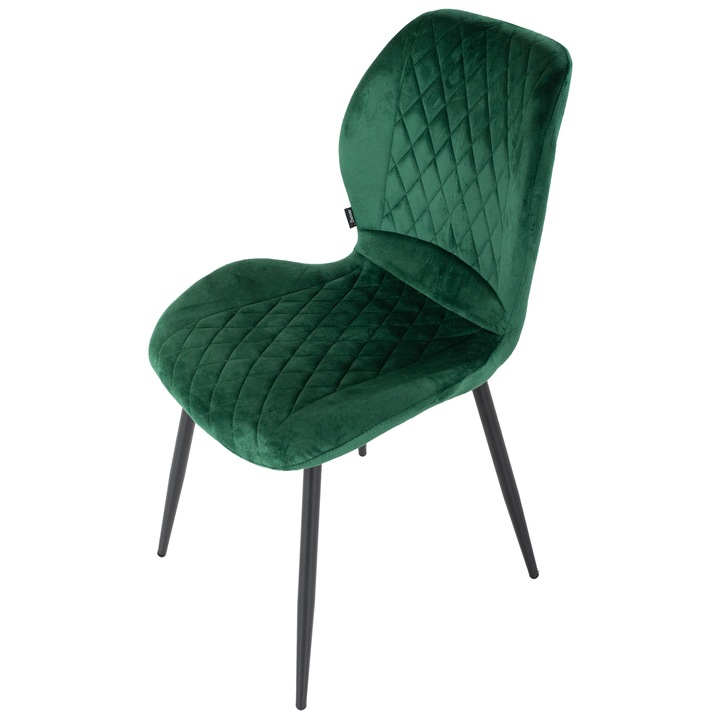 Scaun DENVER Goteborg, verde, picioare metalice negre, tapitat stofa, 53x53x82 cm