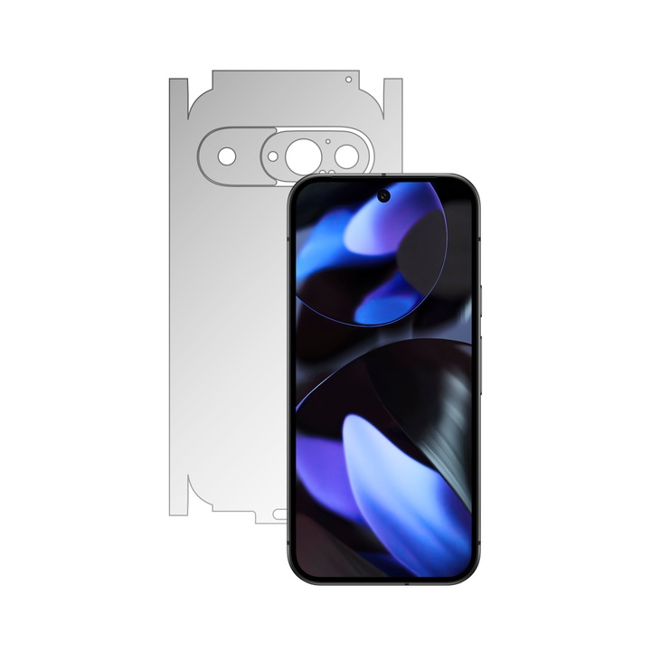Folie Protectie Spate iSkinz AutoRegeneranta pentru Google Pixel 9 - Invisible Skinz UHD, 360 Cut, Siliconica Ultra-Clear pentru Carcasa Spate si Laterale, Skin Adeziv Transparent