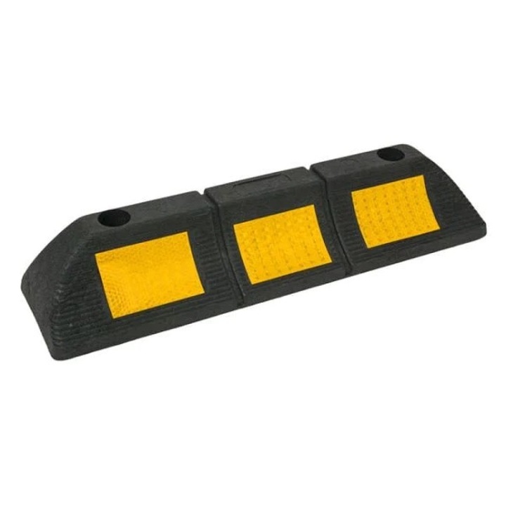 Opritor Roti Auto Reflectorizant pentru Locul de Parcare, 48 x 12 cm, Boxely, Cauciuc Dur si Rezistent, 2 gauri, Negru