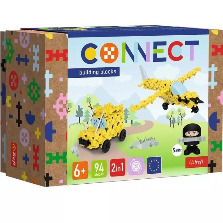 Trefl Connect építőkészlet, Light Plane / Jeep, 94 db, többszínű, S