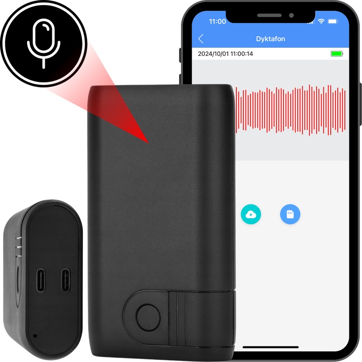 WiFi рекордер Spreest EL-AR06, 7500 mA, 128 GB, 10.5x6x2cm