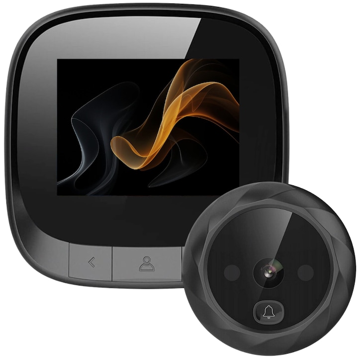 Vizor electronic, Spreest, Display LCD 2.4", Acumulator 600 mAh, Mod noapte, Pentru usi de 32-120 mm, Negru