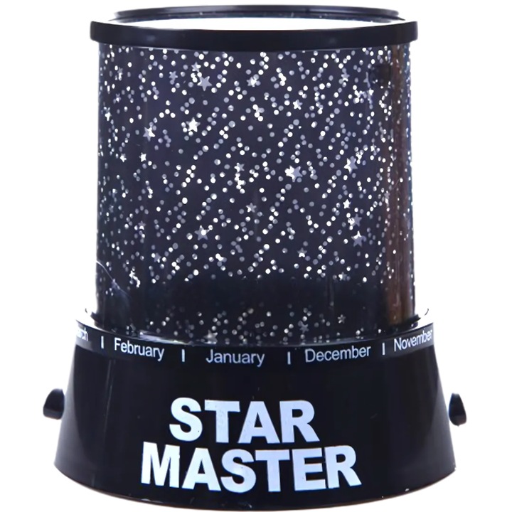 Lampa de veghe SDEPOT®, cu stelute si luna, proiector, negru