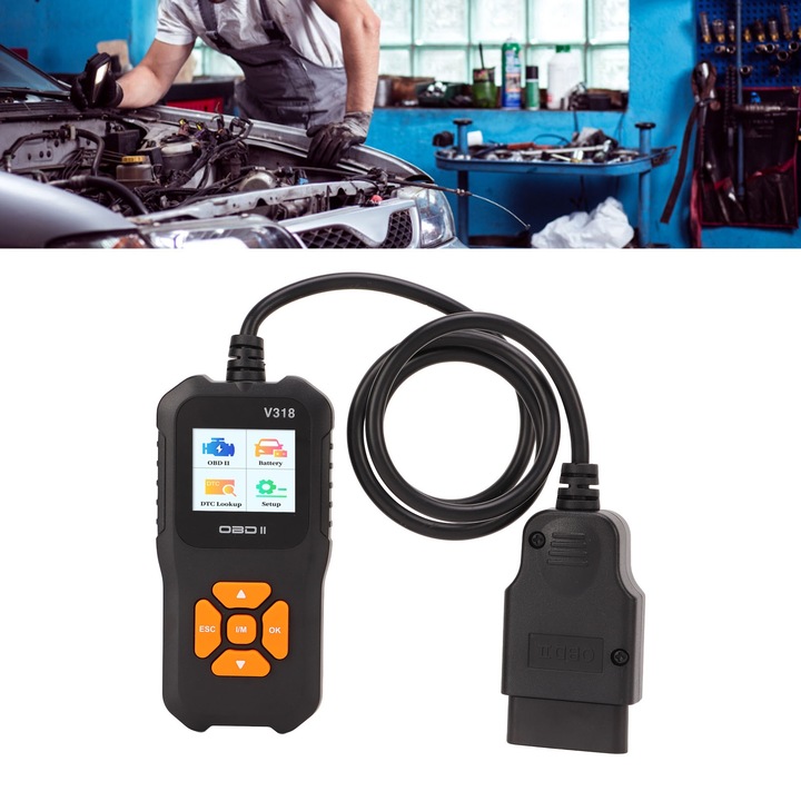 OBD2 скенер, Longziming, 1.8-инчов цветен екран, 10 езика, CE FCC ROHS сертификат