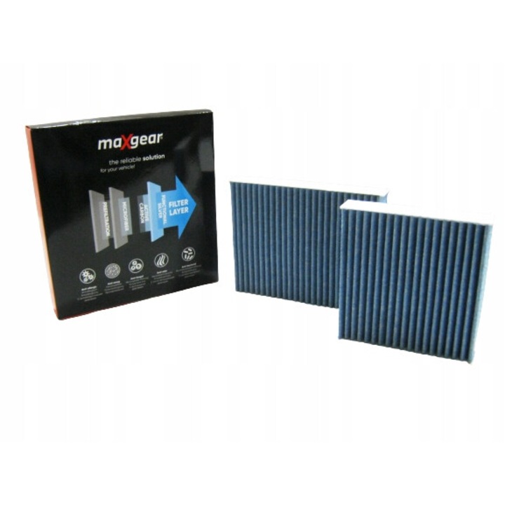 Maxgear kabinszűrő készlet 2 ezüst karbon darabból Alfa 147/156-hoz