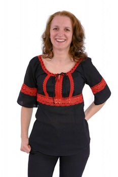 Bluza ie neagra cu dantela BL131 NatuRustiQ Bluza ie neagra cu dantela BL131 NatuRustiQ