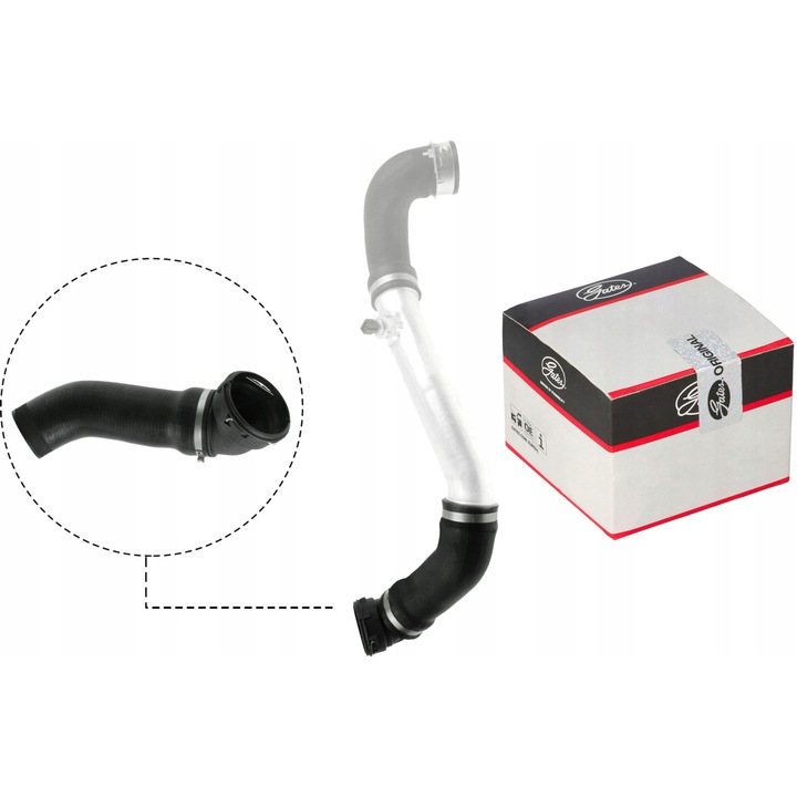 GATES intercooler levegőtömlő, 225mm, 61,5x54mm, fekete