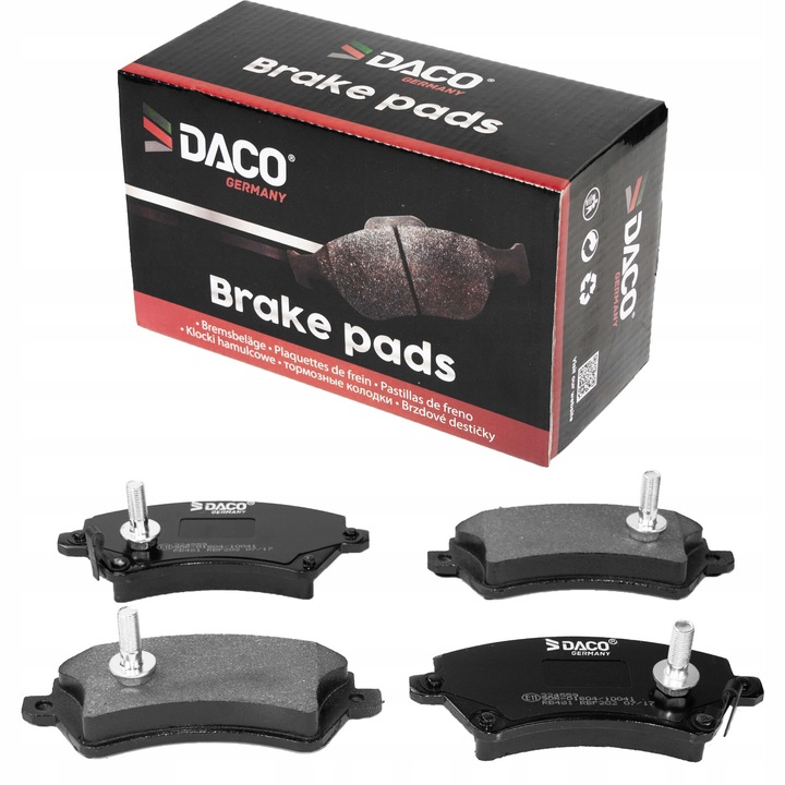 Daco fékbetétek, Toyota Corolla 02-06-hoz, 131,7x57,4x17,8mm, kopásérzékelővel, elöl
