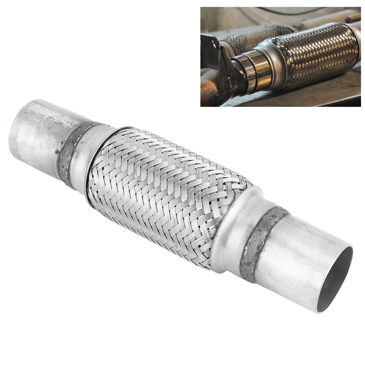 Jormftte rugalmas kipufogócső, rozsdamentes acél, 45mm x 250mm, univerzális kivitel