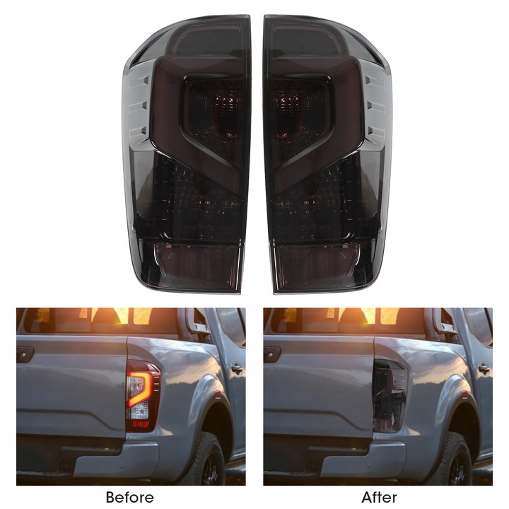 2 db Jormftte LED Hátsó Lámpa Navara Np300 2021-hez, Füstszínű, 12V