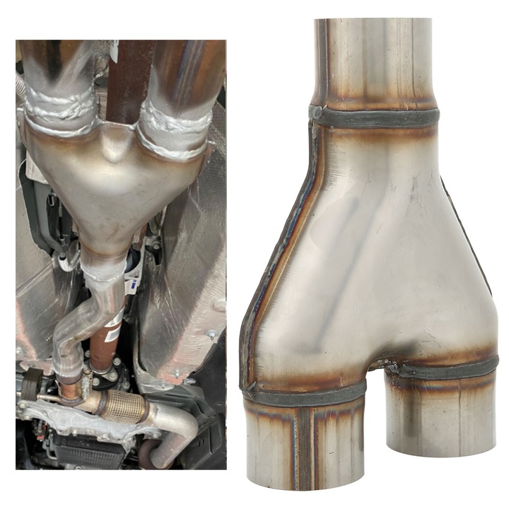 Kipufogóvég, Jormftte, egy bemenet, két kimenet, rozsdamentes acél, 255 mm