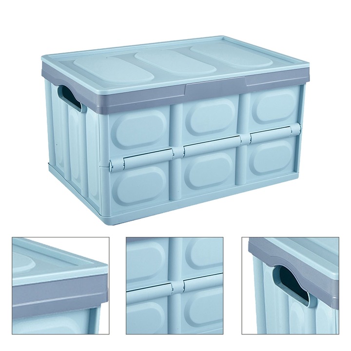 Jormftte összecsukható csomagtartó tároló doboz, nagy kapacitású, ABS, kék, 39x26.5x22cm