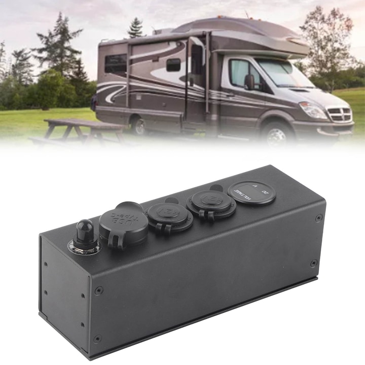 Jormftte 12V 24V autós tápegység, voltmérővel, 5V 4.8A USB-vel, lakóautókhoz és hajókhoz