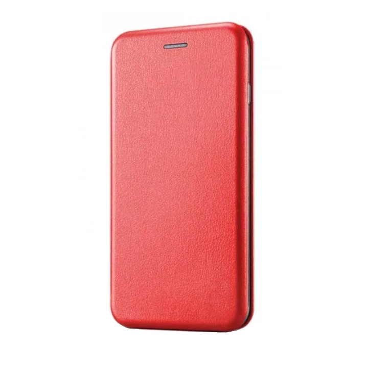 Husa compatibila cu Motorola Edge 40 Neo din piele ecologica, flip cover tip carte cu suport carduri, stand pentru video, Rosu, ISAG®