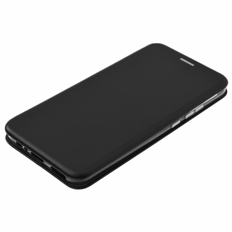Husă Flip Leski pentru iPhone XR, piele ecologică, negru
