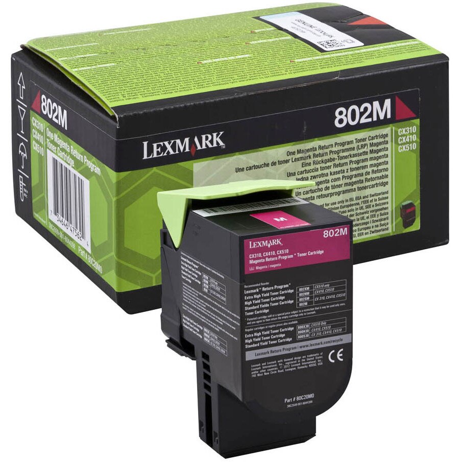 CX310 Cartus Toner original 80C20M0 (802M), Magenta, 1000 pagini, pentru Lexmark CX310n, CX310dn, CX410e, CX410de, CX410dte, CX510de, CX510dhe, CX510dthe