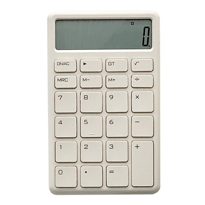 Мини калкулатор, Mmgoqqt, ABS, голям LCD екран, преносим, бял
