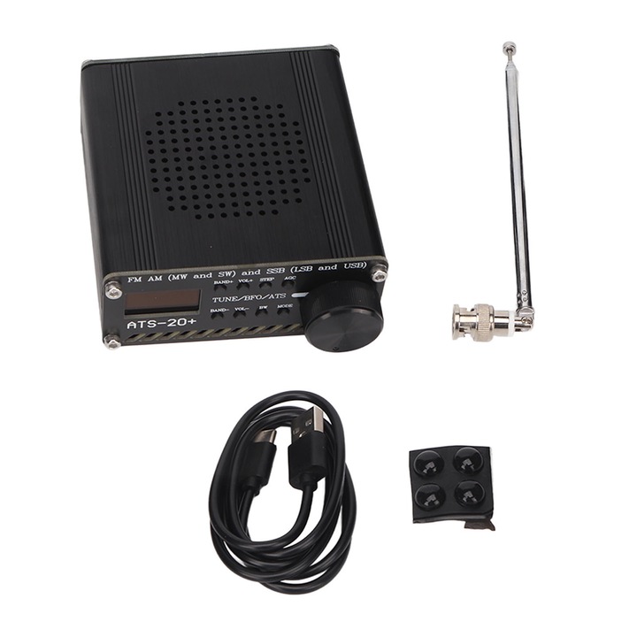 Радиоприемник Mmgoqqt ATS 20+, 0.96 инча, 800mAh, метален, за FM, AM, LW, SW, SSB