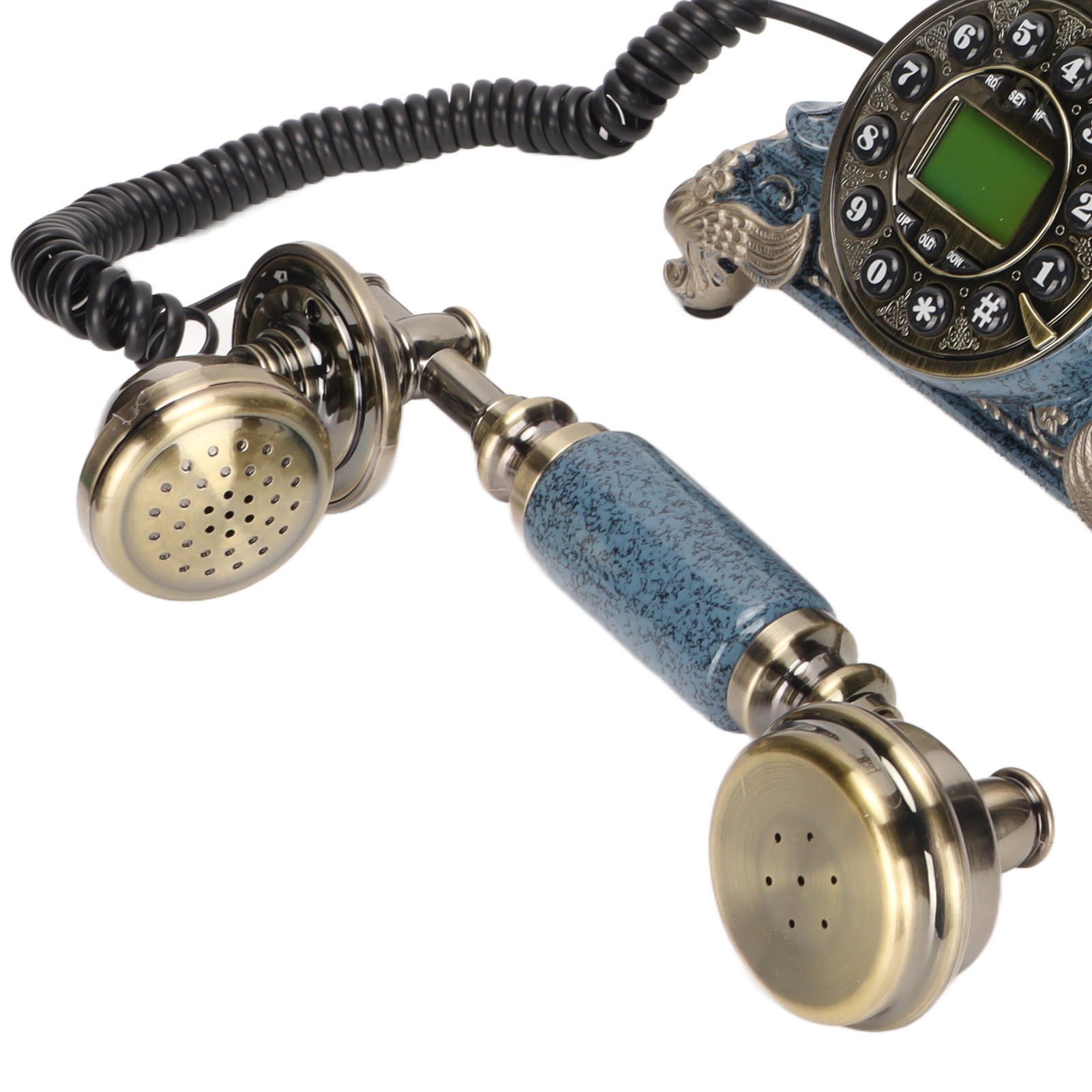 Telefon fix retro Mmgoqqt, Lemn, Albastru - eMAG.ro