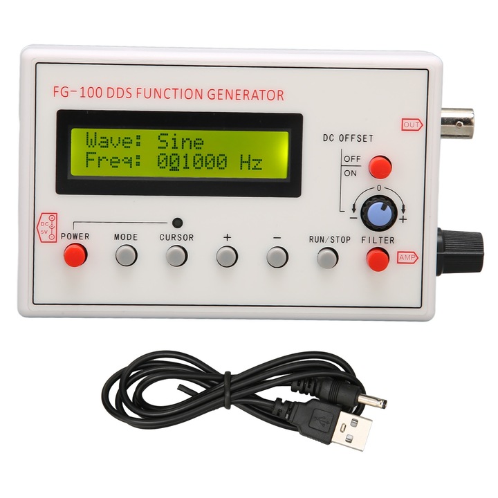 DDS функционален генератор на сигнали, Mmgoqqt, 1-500KHz, синусоида, квадратна вълна, 50 ома
