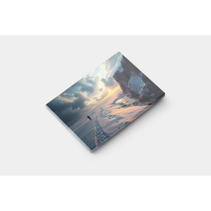 Картина на платно - Разходка в сняг по залез - 50x70 см