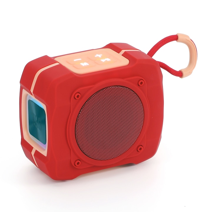 Boxa portabila Bluetooth, Wireless, Bas Puternic, Subwoofer, Sunet Surround, Bluetooth, Apeluri Telefonice, Boxa de Dus, Roz Auriu