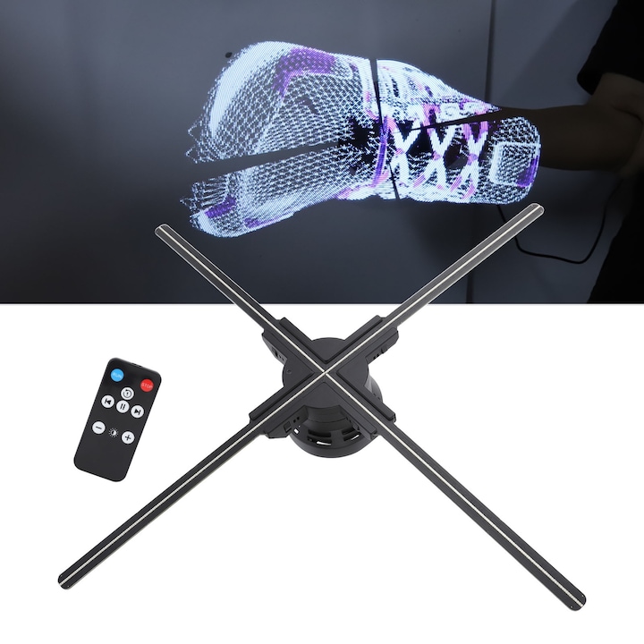 3D холографски прожектор, Mmgoqqt, 672 светодиода, 1600x672P, черен, 56 см
