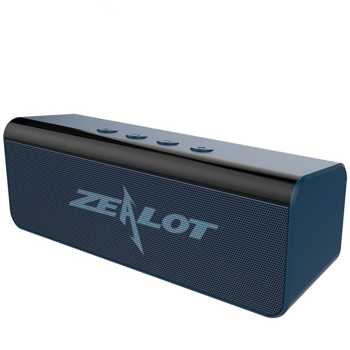 Boxa portabila ZEALOT S31, 10W, Sunet stereo 3D HiFi, Bluetooth, Hands-free, USB, AUX, Card TF, Gri-Blu