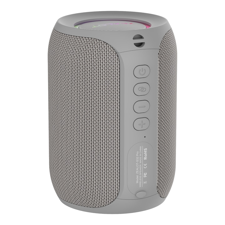 Boxa Bluetooth cu iluminare RGB, difuzor cu sunet surround la 360°, 2400mAh, culoare albastru