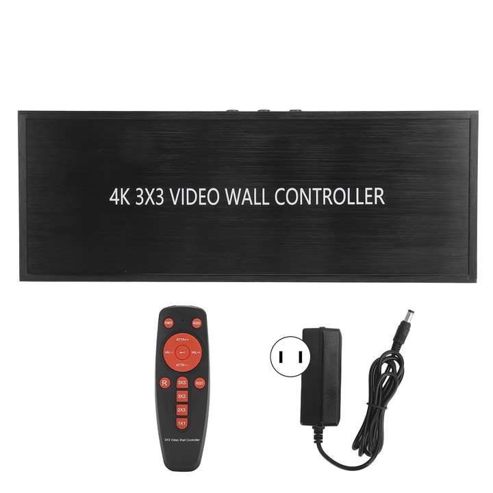 Jormftte videofal vezérlő, 9 HDMI kimenet, 3840x2160P támogatás, alumínium szín, 110-240V