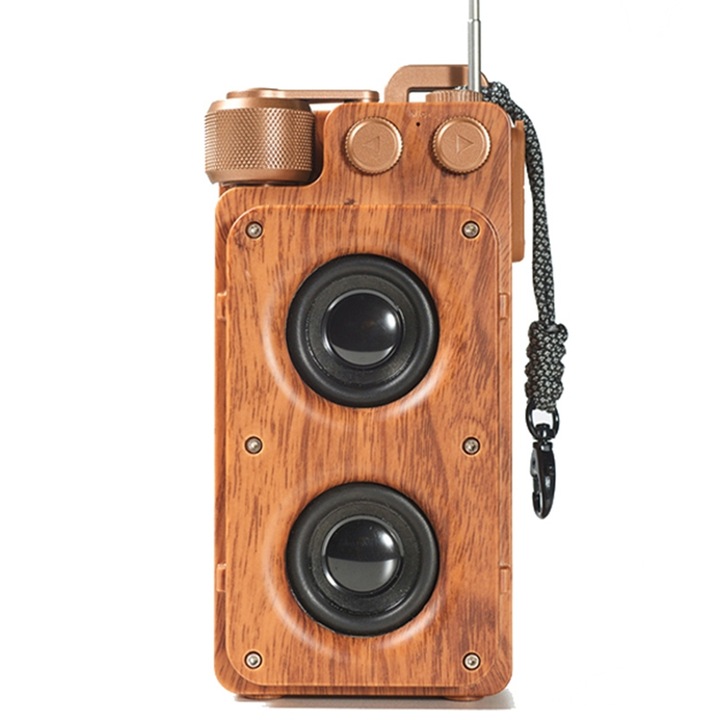 Boxa portabila A8 radio FM retro, Bluetooth, Autonomie 10 ore, Capacitate baterie 2000mAh, Aurie