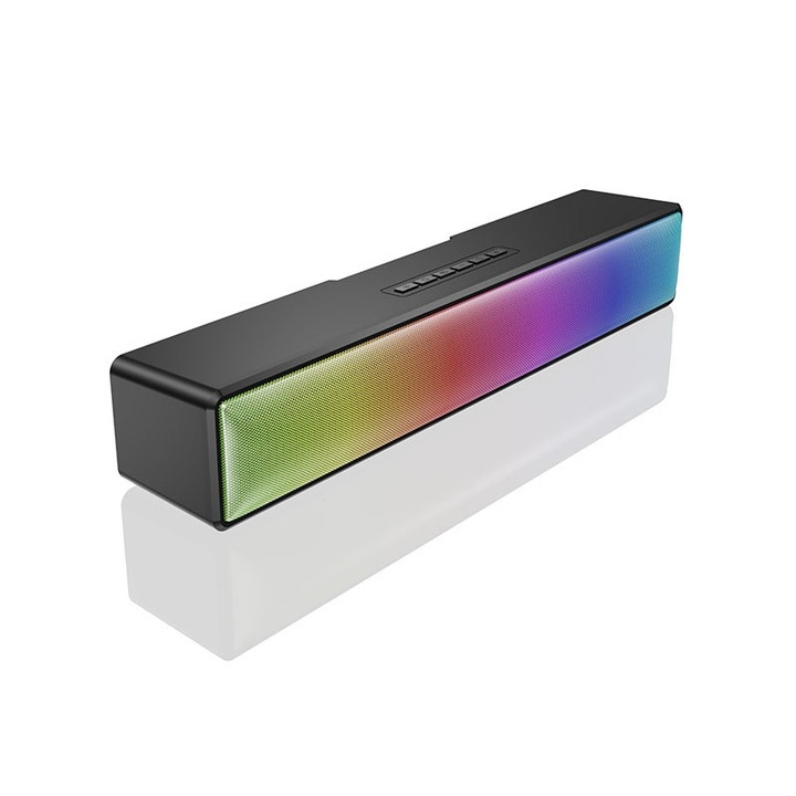 Boxa portabila A+ A12 Subwoofer, Bluetooth 5.0, Lumini RGB, Egalizator, Negru