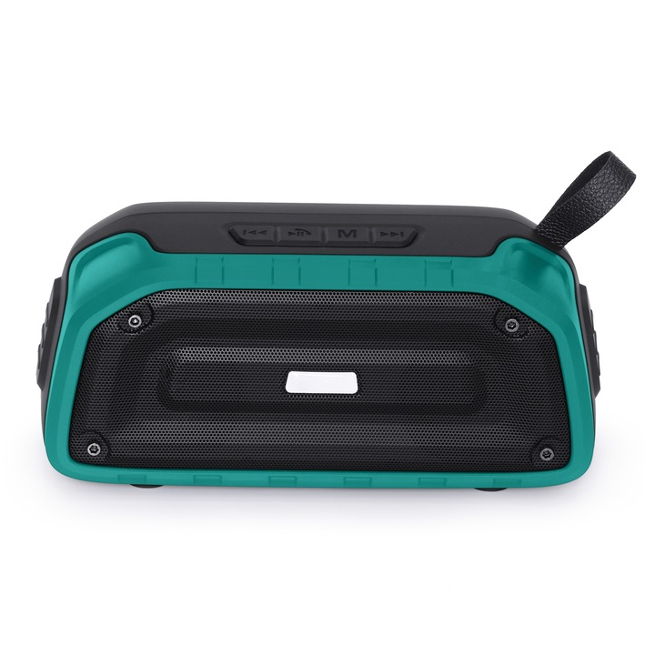 Boxa portabila Rixing NR-906 TWS rezistenta la apa, Bluetooth, Apeluri hands-free, Radio FM, Maner, Verde smarald