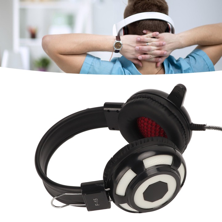 Casti PC Jormftte, USB, binaurale, ajustare volum, microfon mut, culoare neagra