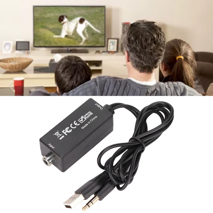 Jormftte D15 digitális-analóg átalakító, 1m, fekete, koaxiális+3.5mm+USB