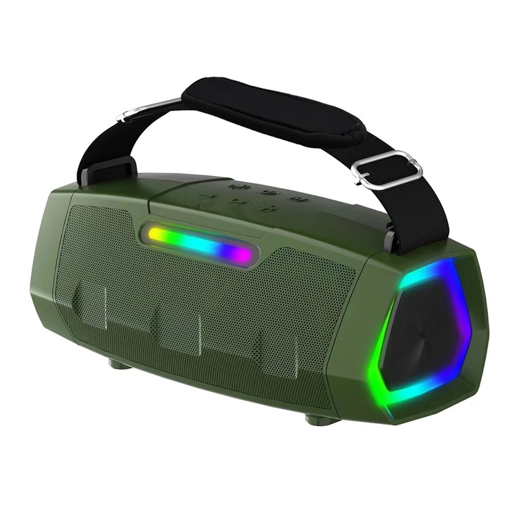 Boxa portabila NewRixing NR2033 TWS Wireless Bluetooth, Putere 20W, IPX6, Autonomie 10 ore, Verde